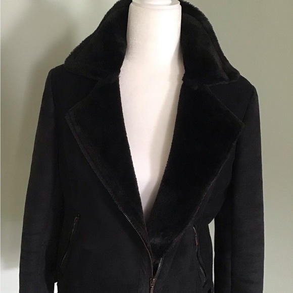 Suede jacket, Faux Shearling Suede jacket in black size S/P - Picture 2 of 9